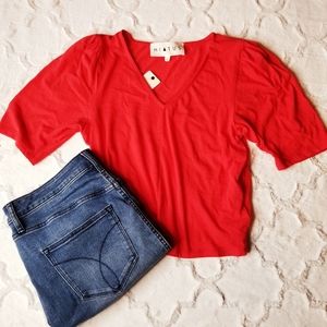 Hiatus Box Sleeve Red Top Junior NWT